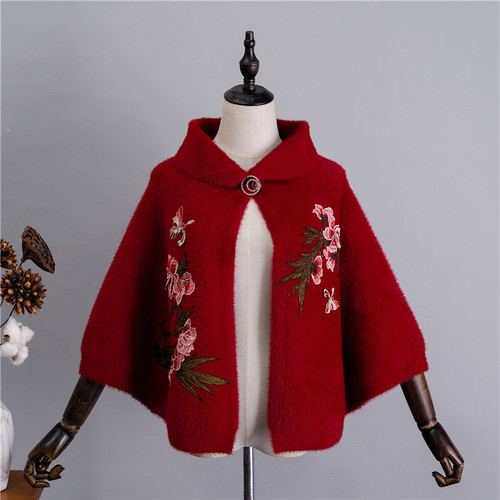 Chinese Dresses Qipao for women robe chinoise cheongsam Small Cape mink short with red cheongsam shawl