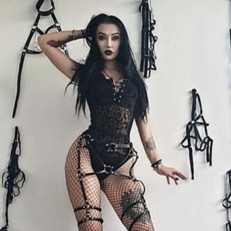 Sexy Mesh Lace Strapped Jumpsuit NSSU28561