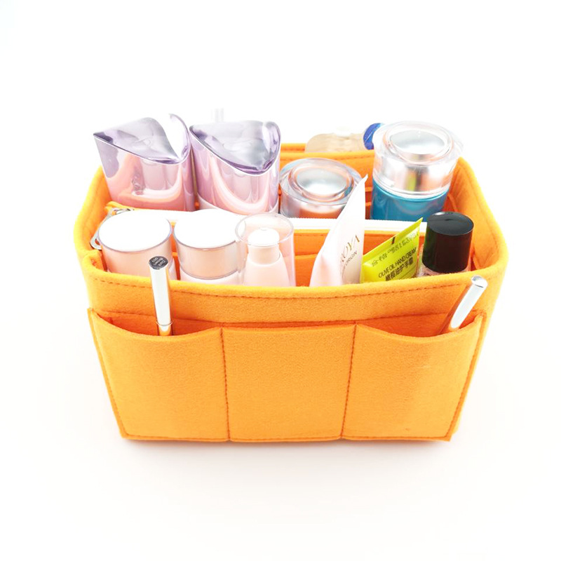 毛毡化妆包批发彩色多功能大容量桌面收纳包时尚简约手提包妈咪包