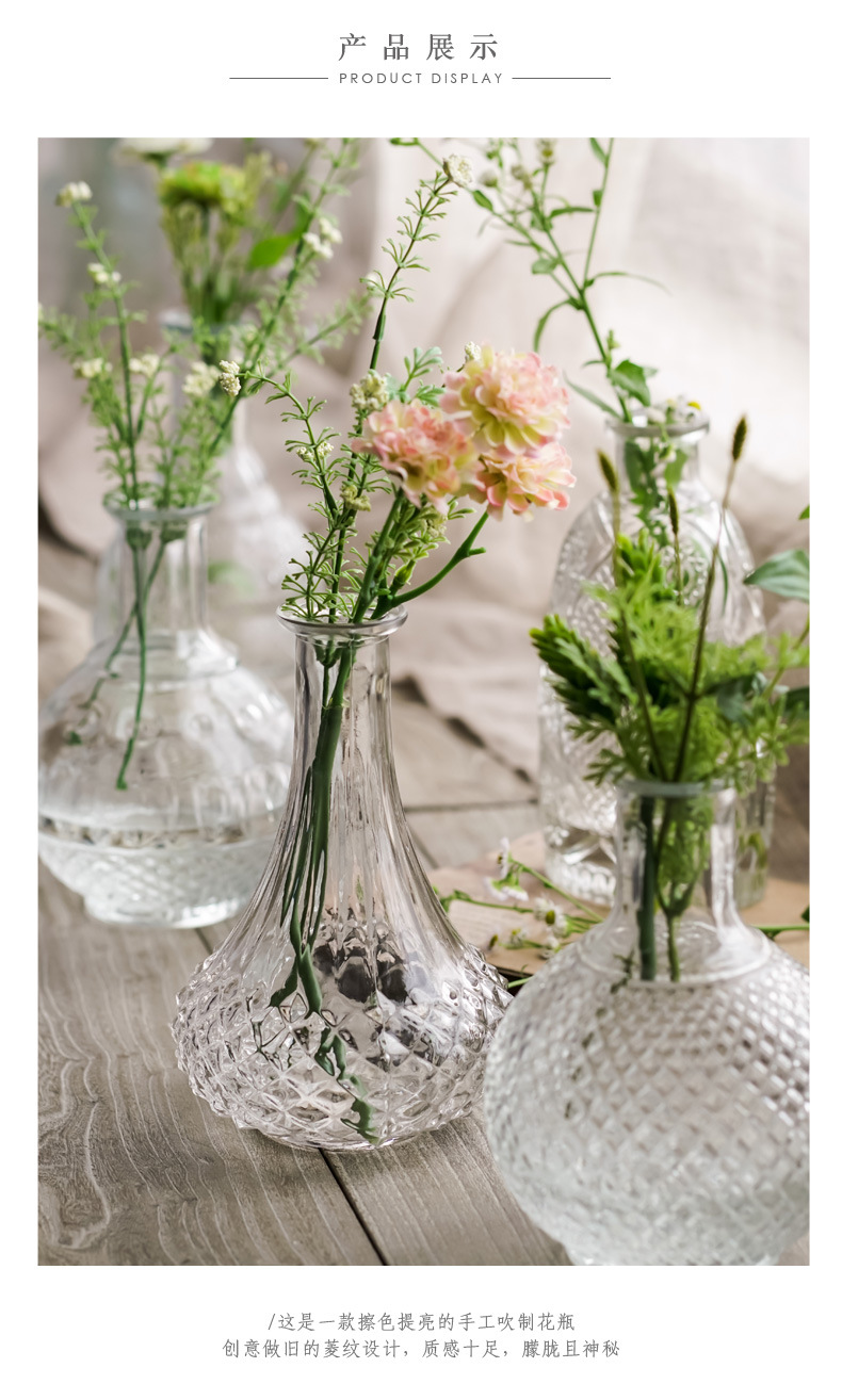 马德里细口透明创意欧式复古浮雕玻璃花瓶客厅宫廷插花花器摆件详情58