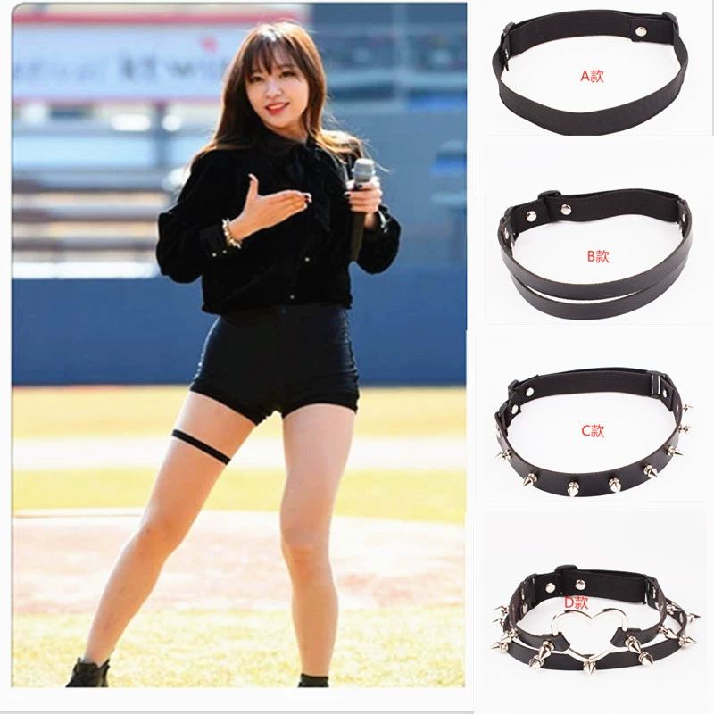 Прямая поставка с фабрики, Европейское и американское сексуальное кожаное кольцо для ног в стиле панк, остроконечная заклепка, сексуальная Шейная повязка с воротником + бедренное кольцо