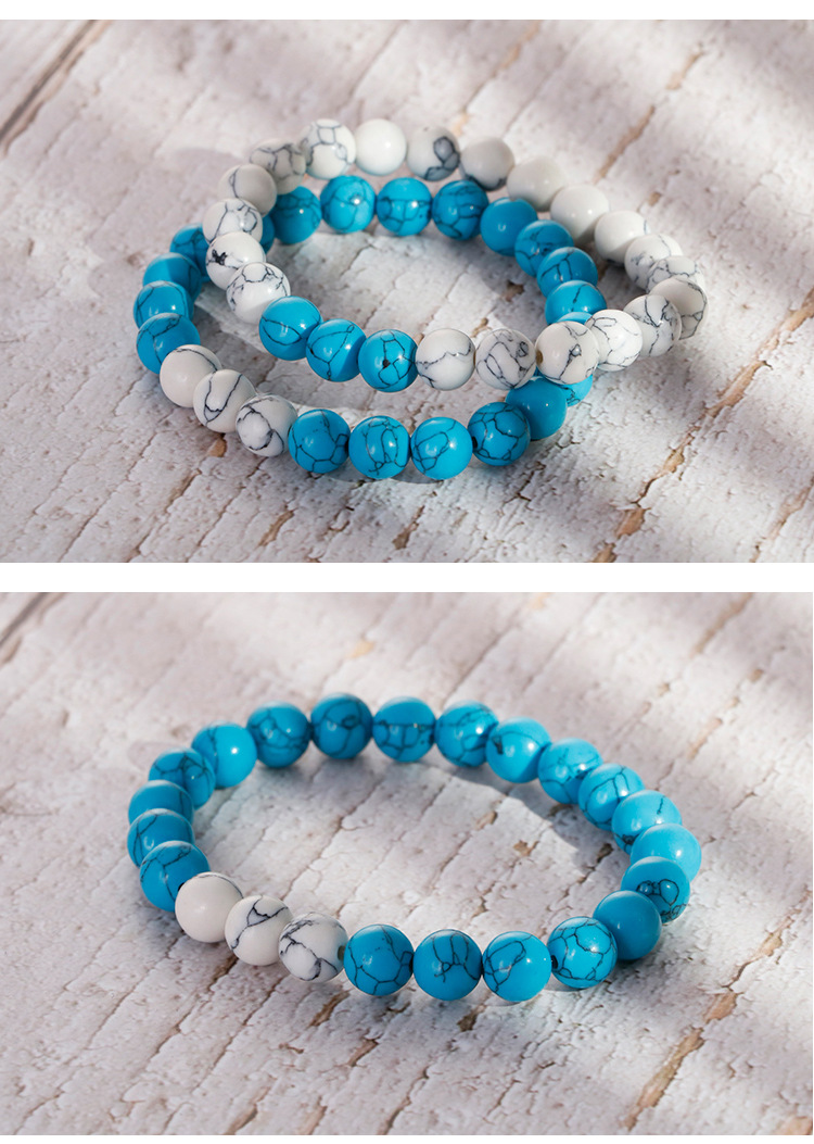 Retro Blue And White Turquoise Beads Bracelets Wholesale Jewelry Nihaojewelry display picture 4