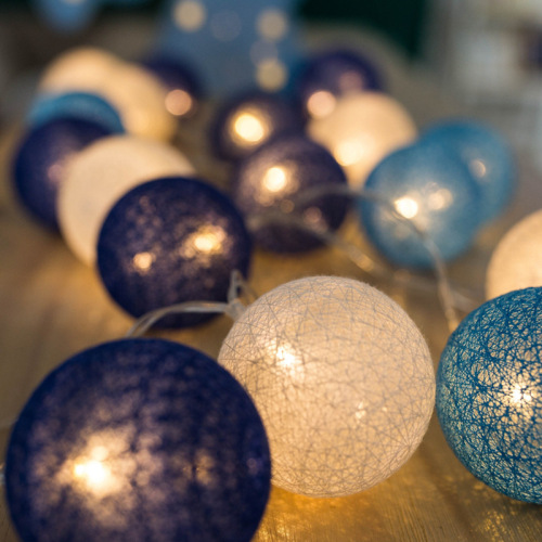 led cotton ball light string battery luminous light string manufacturer creative small lantern Christmas holiday LED string ball light decoration