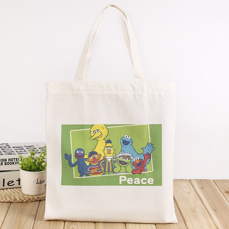 厂家批发 芝麻街创意特色手提帆布袋 全棉布袋购物服装手提袋定制