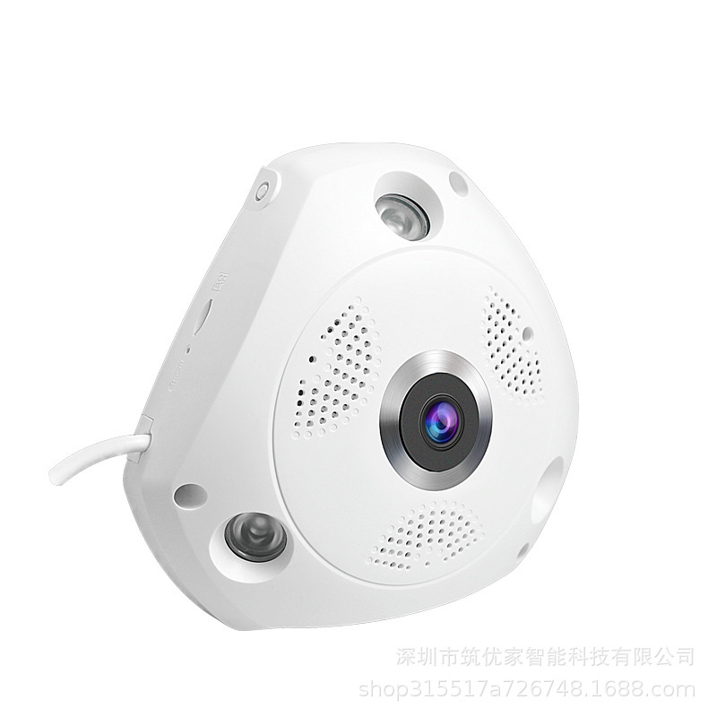 无线WiFi监控摄像机远程家用监控360度全景鱼眼网络摄像头无死角