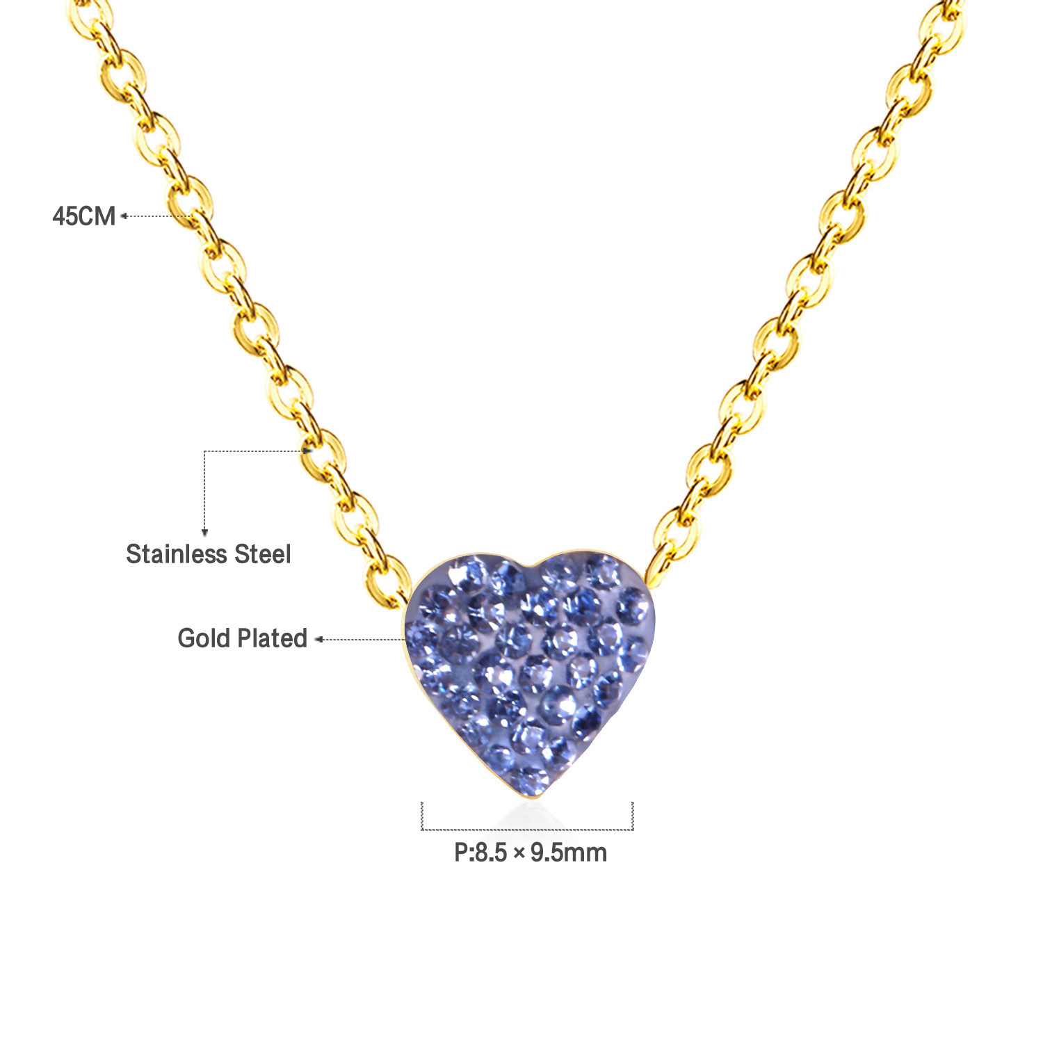 Simple Style Heart Shape Stainless Steel Plating Zircon Pendant Necklace display picture 2