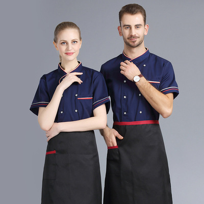 cook coverall Short sleeved canteen Western Restaurant hotel kitchen Short sleeved Work clothes chef uniforms customized summer