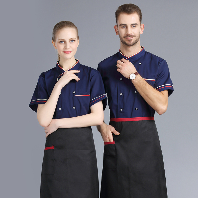 cook coverall Short sleeved canteen Western Restaurant hotel kitchen Short sleeved Work clothes chef uniforms customized summer
