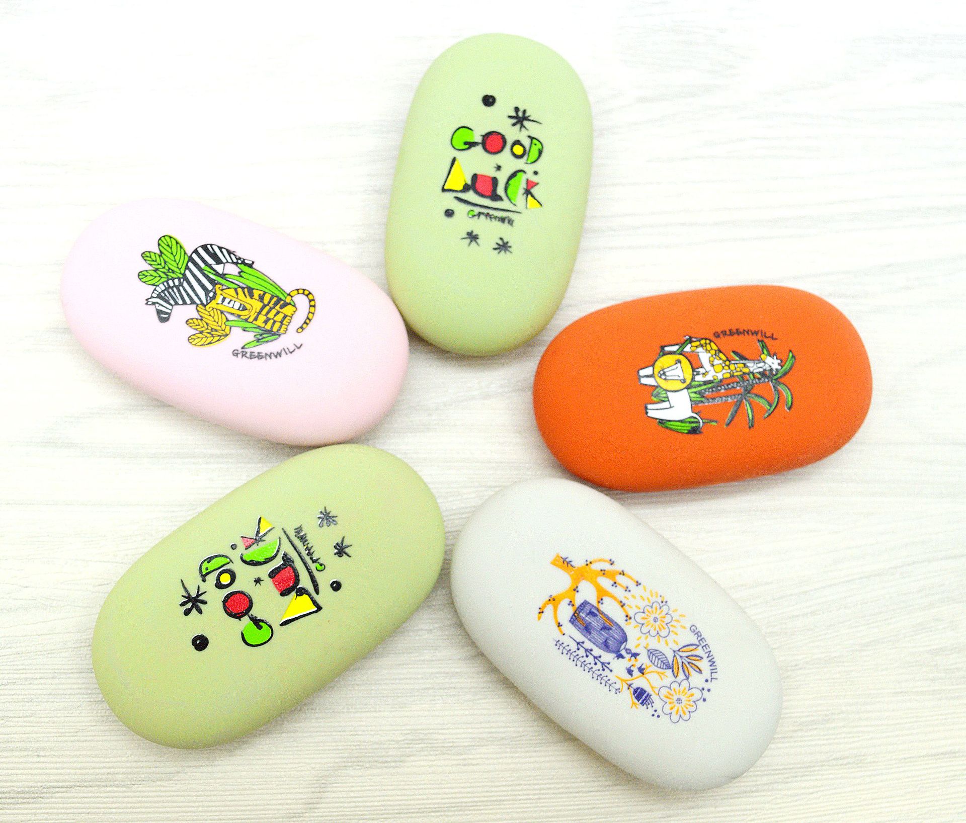 Borradores creativos de piedras de cauce en forma de borradores al por mayor procesamiento personalizado papelería para estudiantes de primaria