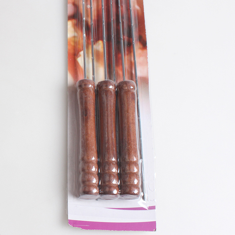 Ventas directas de fábrica 4 mango de madera política de tarjeta de succión barbacoa herramientas Herramientas anti-scald mango de madera barbacoa aguja barbacoa palo de madera