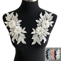 New Embroidery Three-dimensional Lace Collar Hollow Imitation Pearl Cloth Stickers DIY Applique Clothing Accessories Wholesale
