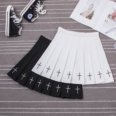 Township pretty dark pleated mini skirt ladies embroidered gothic punk rock dance skirts the jazz pole dance short length above knee length skirts