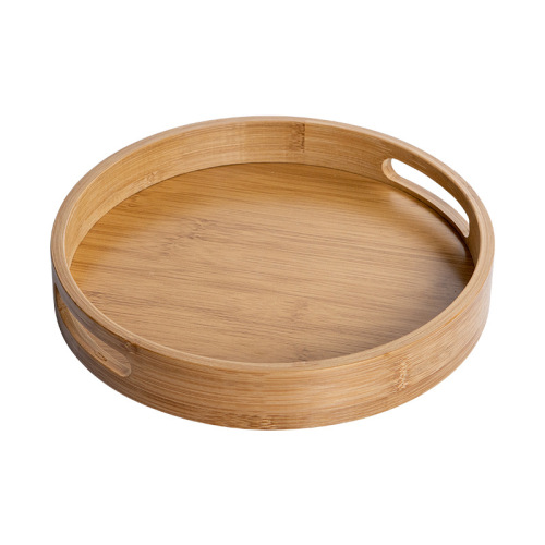 Bamboo tray customized creative Japanese baking double-eared portable round tea tray household tea set small tea tray wholesale