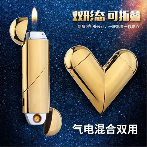TAOXIN love usb rechargeable lighter peach heart gas and electric hybrid dual-use electronic cigarette lighter private customization