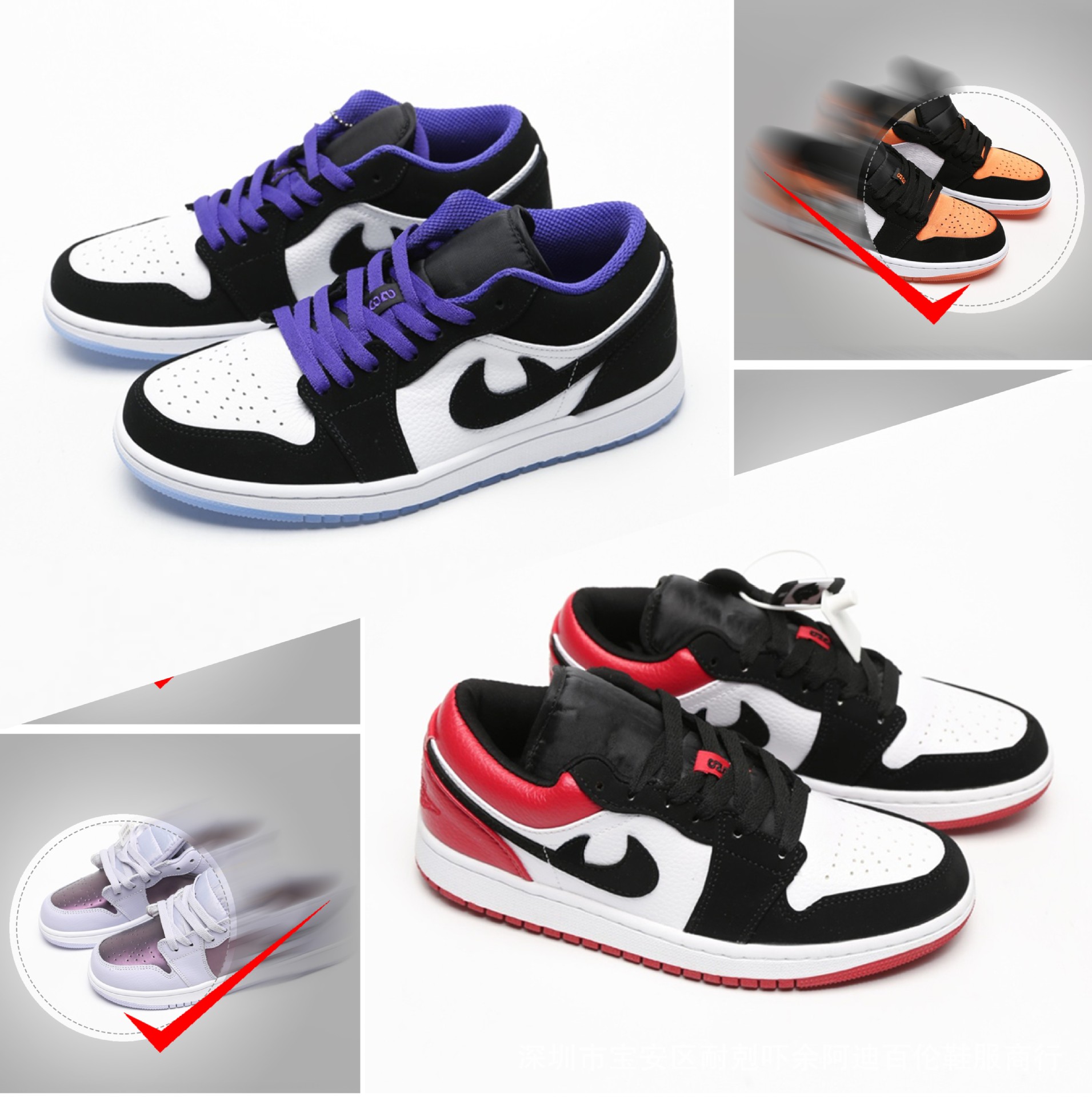 夏日新款低幫Aj1籃球鞋反光夜魔俠休閑情侶鞋跑鞋運動鞋壹件代發