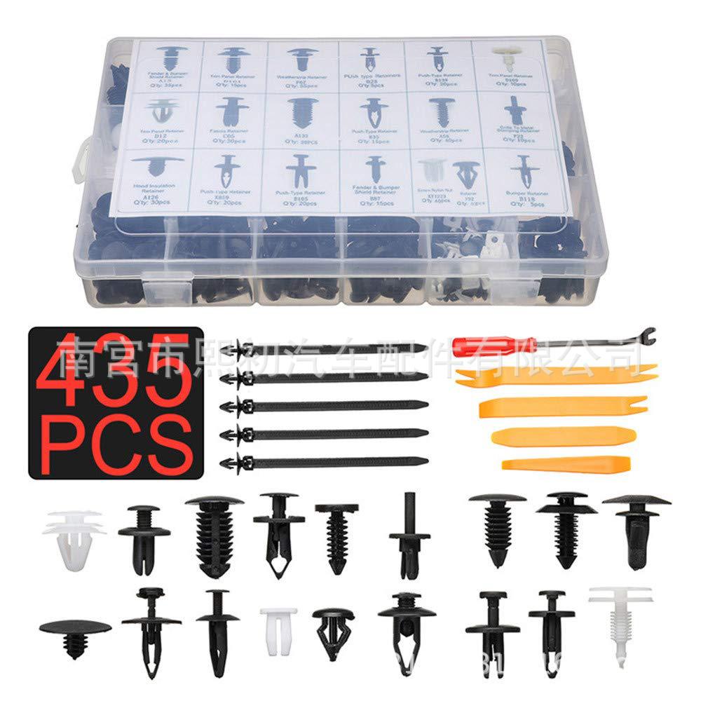 435pcs套裝汽車混合塑料卡扣 內飾板 保險杠擋泥板後備箱固定螺絲