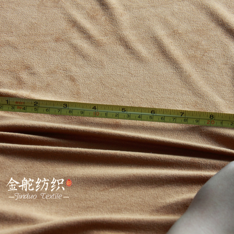 针织弹力 四面弹麂皮绒 纬编涤氨仿麂皮绒手套鞋靴面料 现货