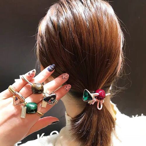 Korean Instagram influencer hair tie, minimalist temperament forest system fruit color hair tie hair scrunchie, fresh and simple elastic hair tie