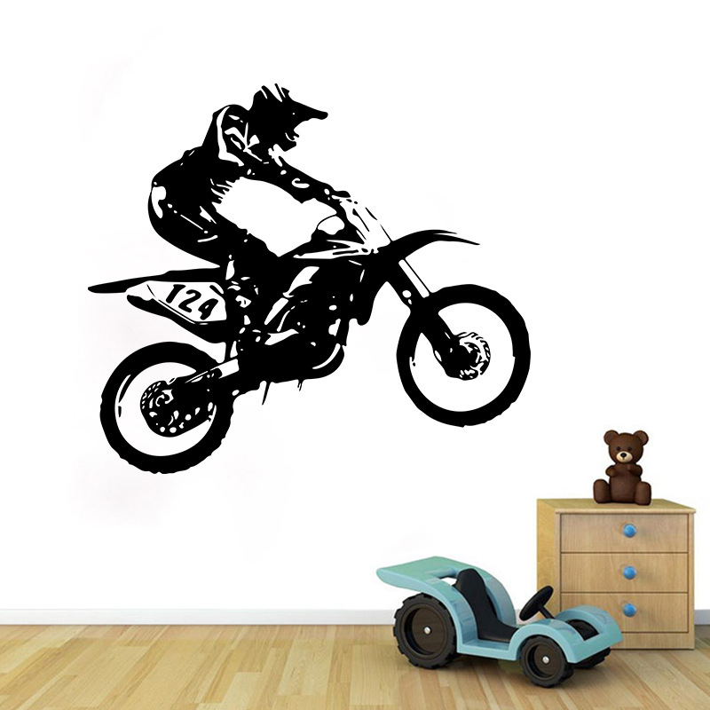 Mode Einfache Motorradrennfahrer Wandaufkleber display picture 5