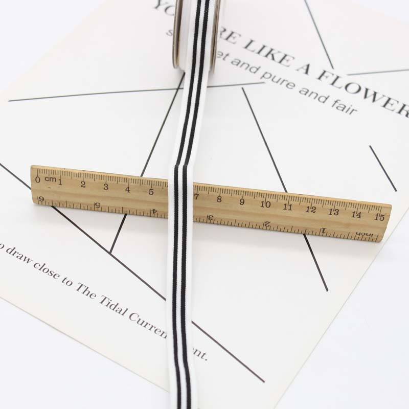 现货 10mm亚光黑条纹弹力带超薄包边带高弹平板松紧带内衣短裤