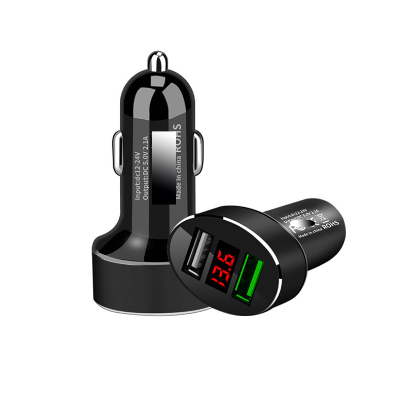 私模铝圈数显qc3 0车充铝合金快充车载3.0充电头厂家 car charger|ms