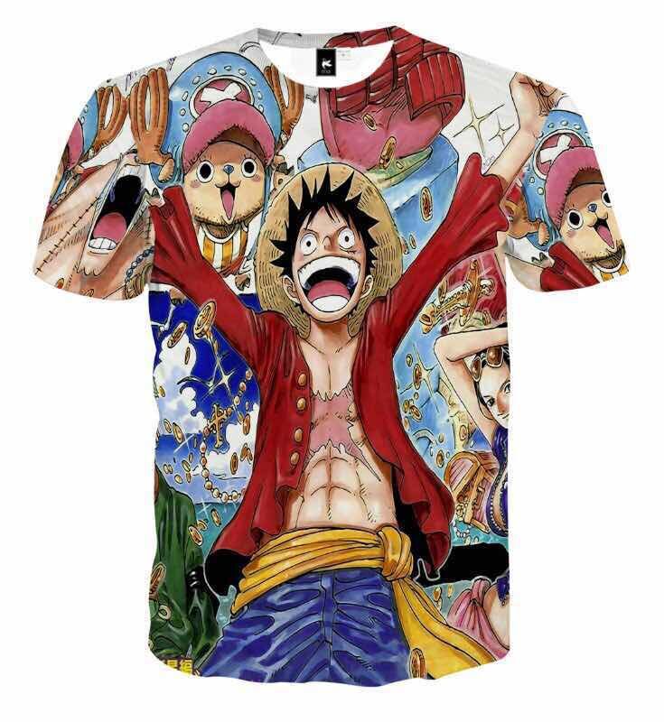 One Piece King Lufei 3dt T-shirt three-dimensional printed short sleeve cartoon muscle men cross-border spot M-4XLT shirt wholesale