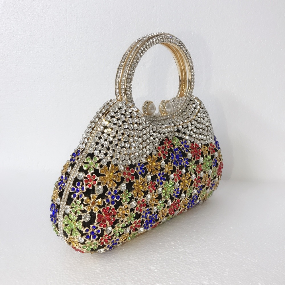 Túi clutch nữ đính kim cương giả dự tiệc cao cấp kích thước 23x12x6 cm — Màu đen chi tiết 18
