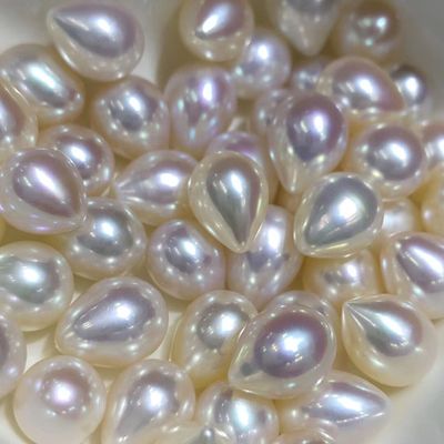 7-8mmAAAAA米形水滴珍珠强光无暇淡水镜面光配对珠宝级别品质珍珠