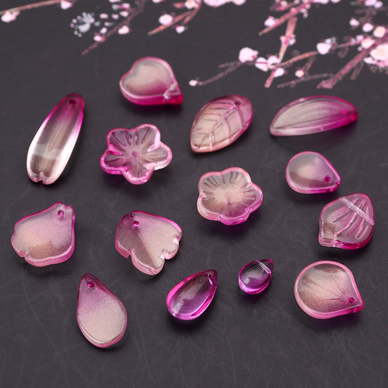 現貨批發小月牙郁金香花瓣捷克琉璃粉彩月光材料頭飾發飾發簪配件