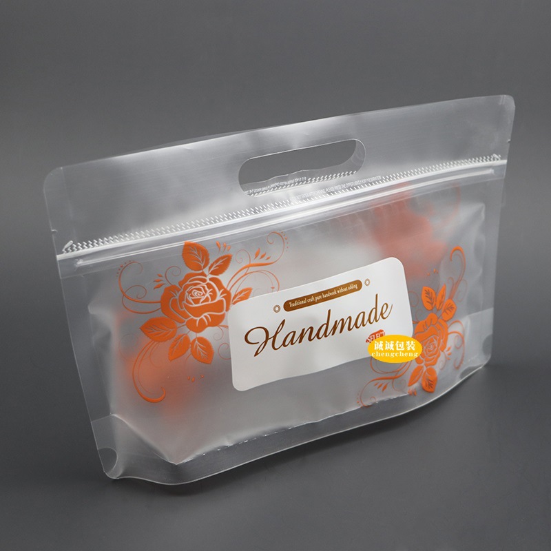 吐司袋手工制作面包袋橙色印花透明手提自封袋蛋糕礼品袋烘焙包装