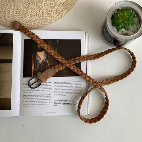 Women's retro belt, hemp rope woven belt, forest style college style belt, women's decorative jeans belt
