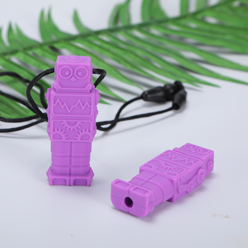 Cross-border creative robot silicone teether chewing anti-chain food grade baby teething stick teether wholesale