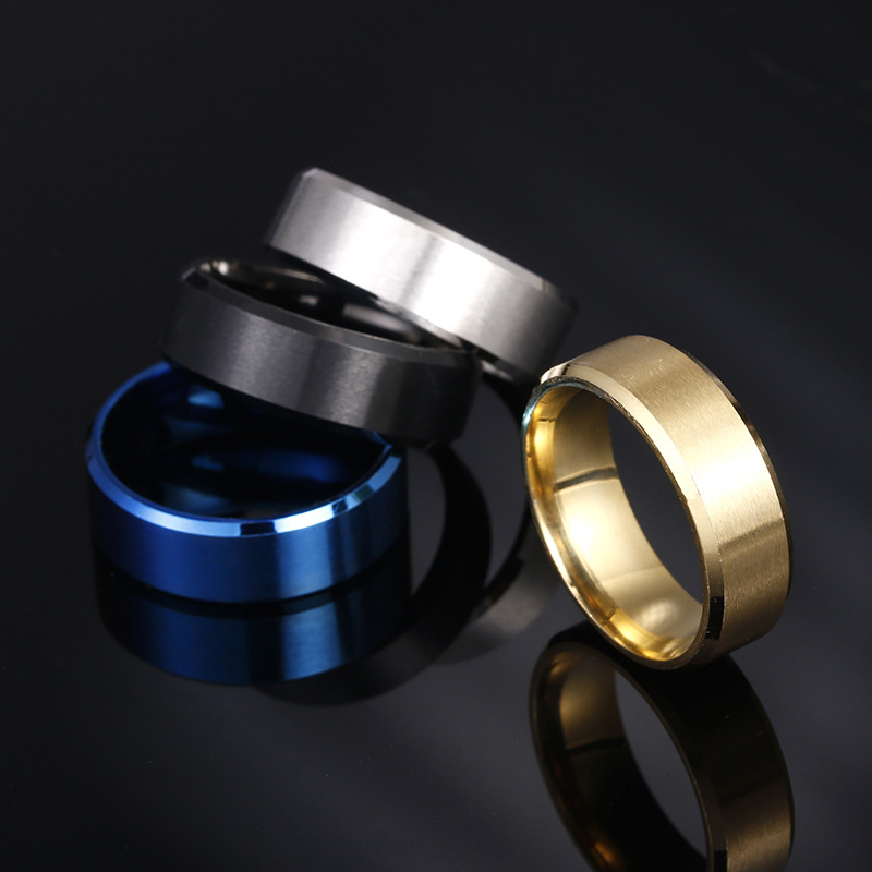 8mm Matte Stainless Steel Men's Ring Simple Fashion Jewelry Wholesale display picture 2