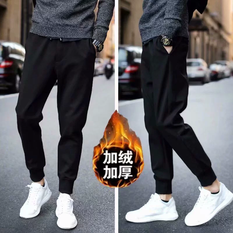 Demi-season warm sports trousers, increased thickness, wholesale