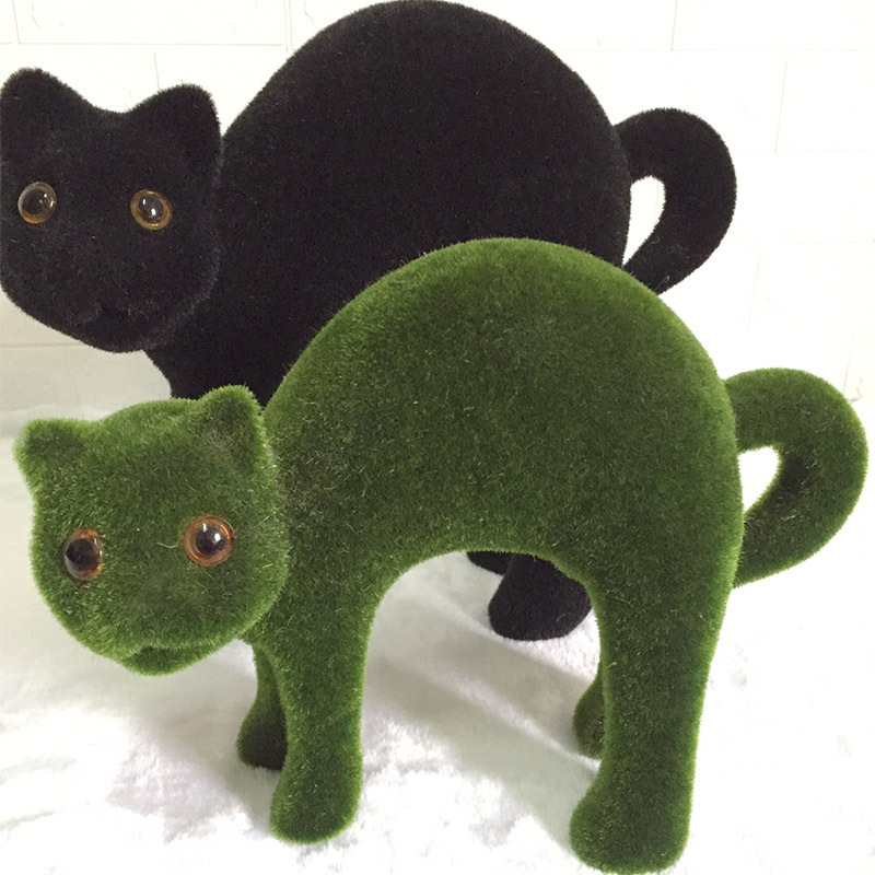 厂家定制 爆款 仿真动物 塑料摆件 吹塑植绒猫 园艺 微景观配件|ms