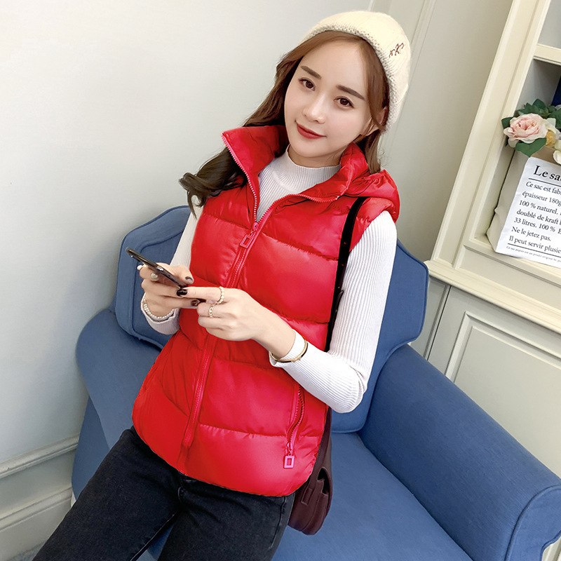 Down cotton vest women's short style autumn winter 2020 new Korean version of plain shoulder cotton padded jacket jacket fashion