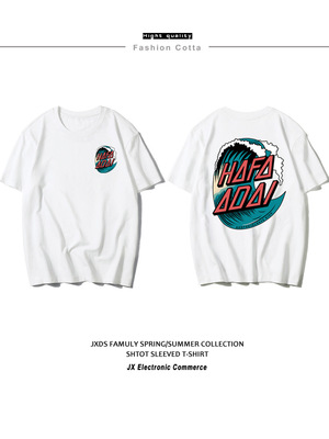 纯加工原宿风日系潮牌印花韩版T恤女短袖学生宽松百搭情侣欧美风|ms