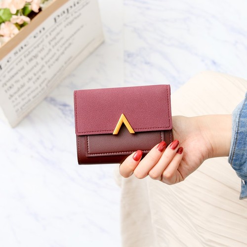  Women's Short Handle Splicing Metal V-Decorated Sanding Retro Women's Small Bag Cross-border E-commerce Wholesale