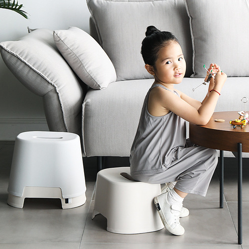 Plastic stool children's bathroom bathroom non-slip stool stackable living room low stool white shoe changing stool thickened home