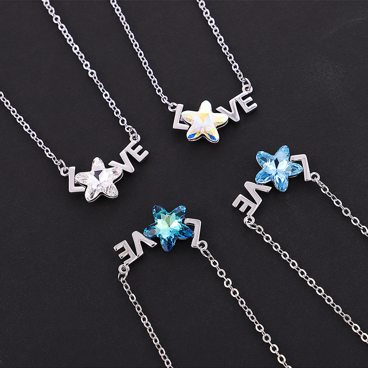 1 Piece Fashion Letter Star Alloy Inlay Rhinestones Womenu0027S Pendant Necklace