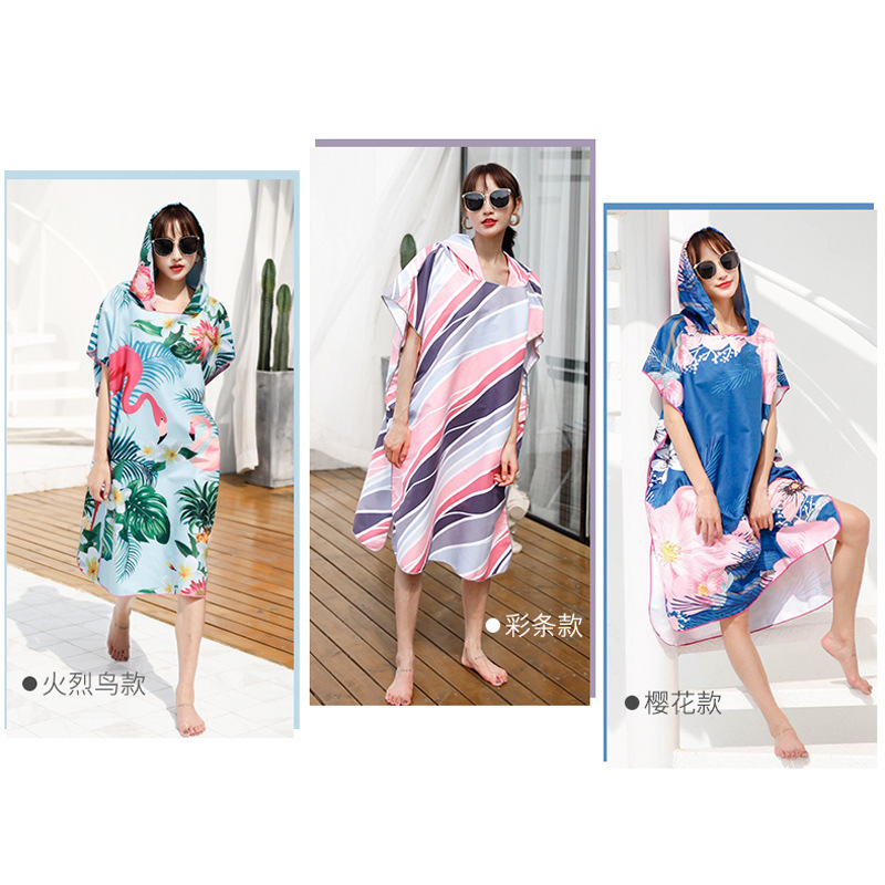 Cape Bath Towel Quick-Drying Bathrobe Women Can Wear Adult Beach Absorbent Bath Towel Swimming Diving Hot Spring Changing Towel