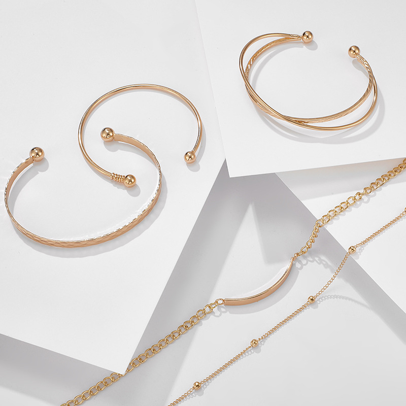 Personalized Retro Metal Water Wave Bracelet Bracelet Set 5 Piece Set wholesales fashion