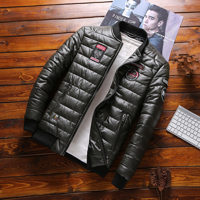 Men’s autumn and winter new leisure stand collar thickened PU leather coat