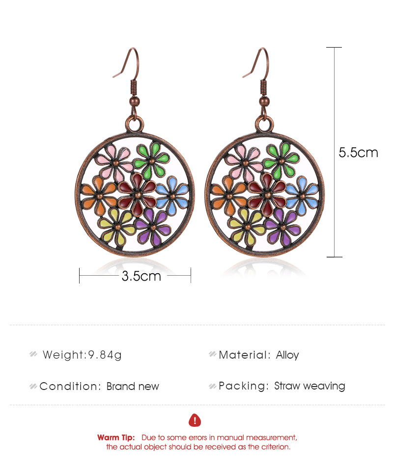 New Fashion Color Flower Earrings Vintage Palace Hollow Color Flower Earrings Wholesale display picture 1