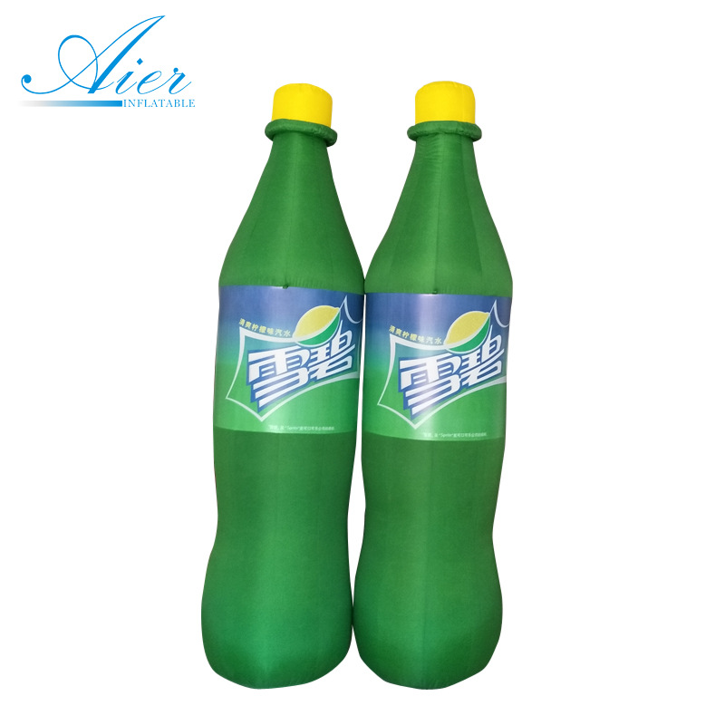 充气仿真雪碧瓶子气模 企业定制饮料瓶充气模型 人穿行走充气瓶子