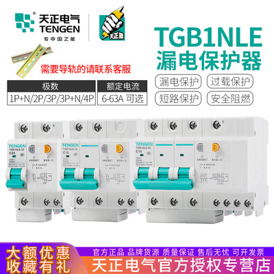 天正TGB1NLE漏电开关2P漏保空气开关63A三相漏电断路器家用保护器|ms