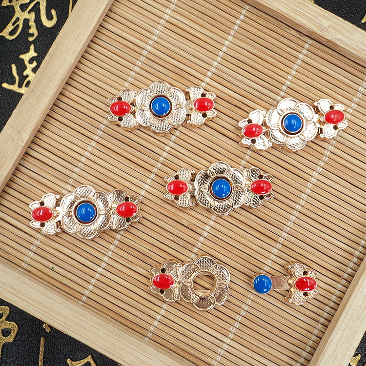 金刚杵明朝繁花子母扣  滴胶汉服配饰合金子母扣 多种颜色供选