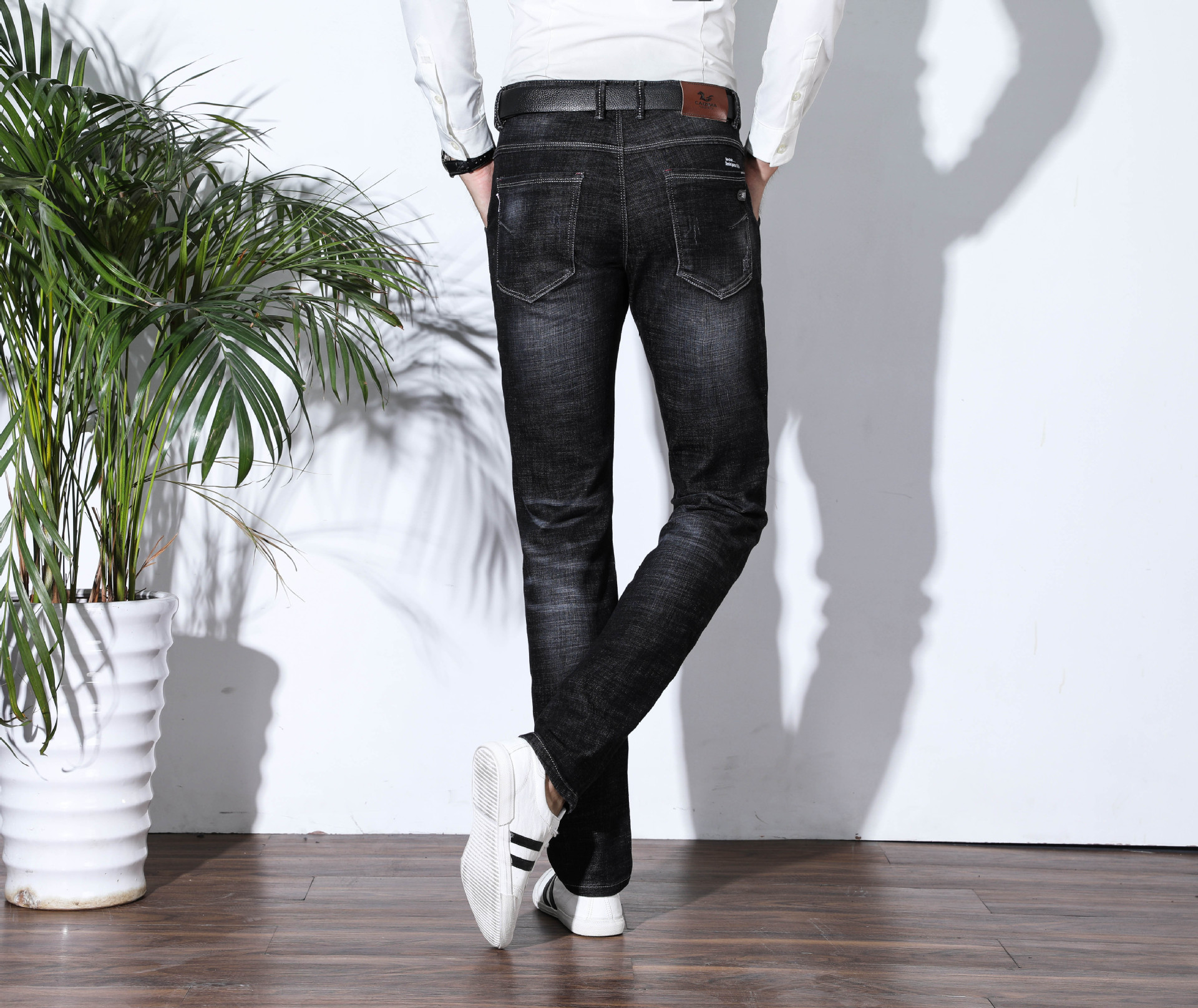 2019秋冬时尚小脚牛仔裤弹力小直筒牛仔长裤青年时尚牛仔|ms