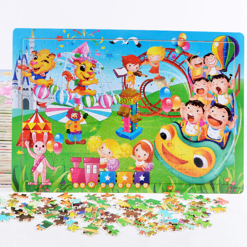 Factory wholesale 200 wooden  jigsaw puzzle baby Early education Puzzle children toy kindergarten gift 3-6 Year-old wood