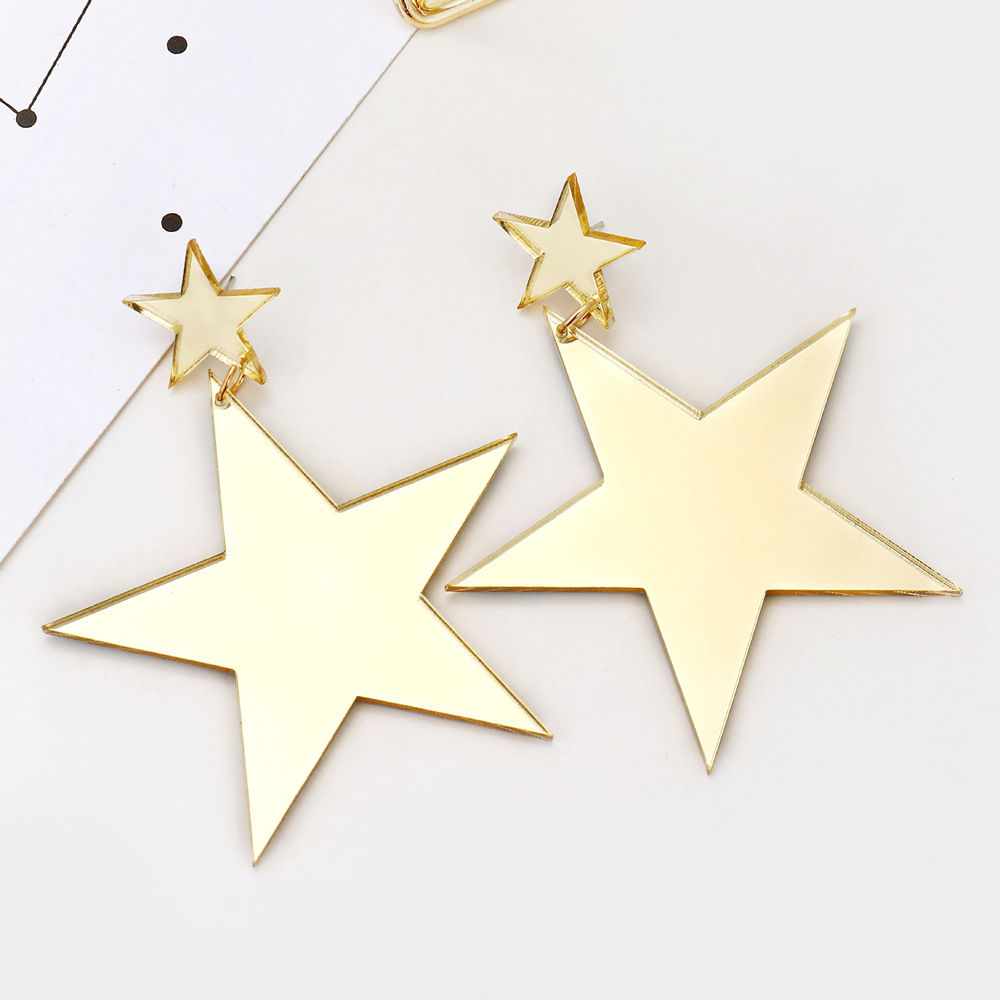 Fashion Gold Acrylic Five-pointed Star Earrings Creative Long Earrings display picture 2